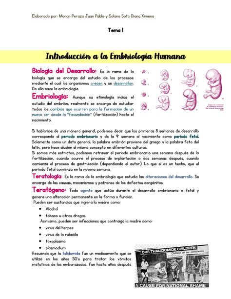 Embriología Tema 1 Introducción a la Embriología Humana Biología del