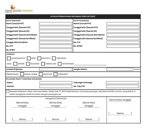 Isi Formulir Permohonan Informasi Debitur Digital Paperless Id