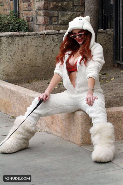 Phoebe Price Wearing A Cat Jumpsuit With Red Lingerie Underneath In Studio City AZNude