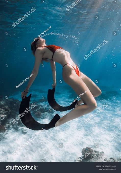 Sexy Woman Bikini Posing Underwater Transparent Stock Photo