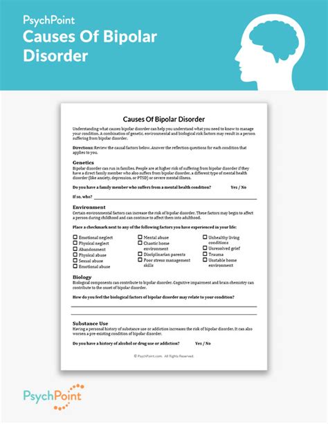 Causes Of Bipolar Disorder Worksheet Psychpoint