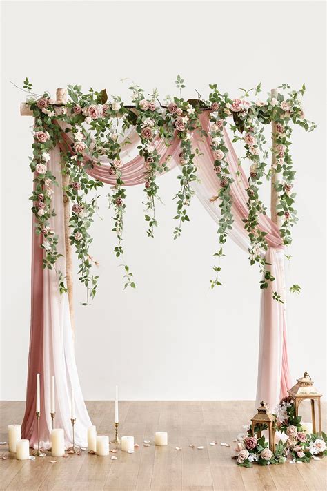 Hanging Arch Flower Decor In Dusty Rose Cream Pernikahan Kecil