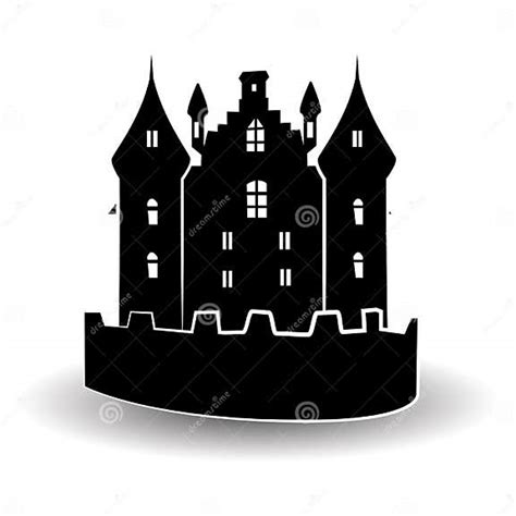 Halloween Black Castle With White Windows Vector Illustration Stock