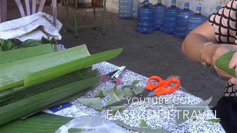 Making Flower Decoration From Banana Leaves Youtube