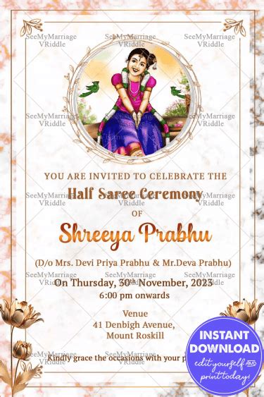 Puberty Ceremony Invitation E Card Cream Theme Background Decorated With Autumn Golden Leaves