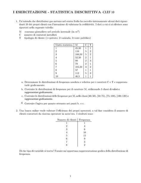 I Esercitazione Statistica Statistics Bocconi Studocu