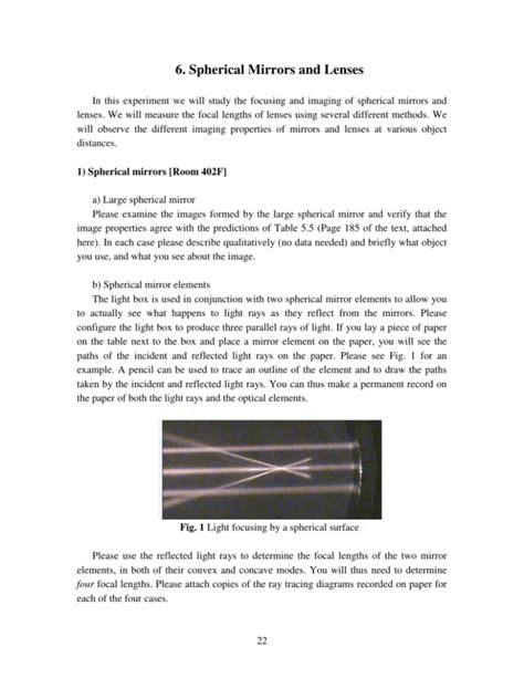 Lab 6 Spherical Mirrors And Lenses