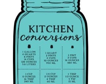 Mason Jar Kitchen Conversion Svg Etsy