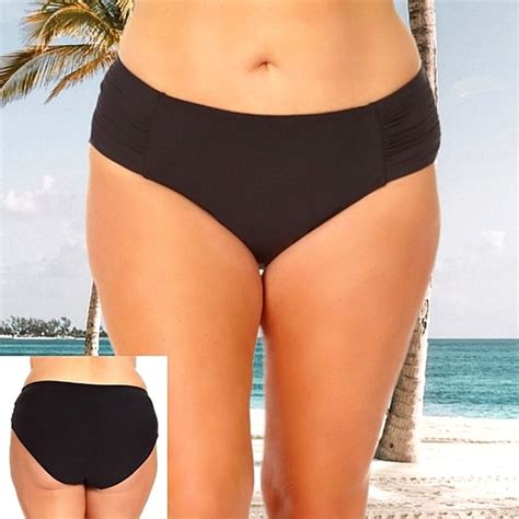 Time And Tru Swim New Time Tru Plus Size Ruched Sides Hipster Tummy Control Bikini Swim