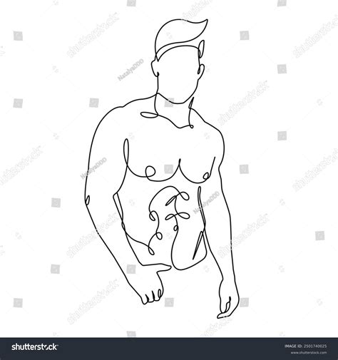 Continuous One Line Drawing Naked Male Stock Vector Royalty Free Shutterstock