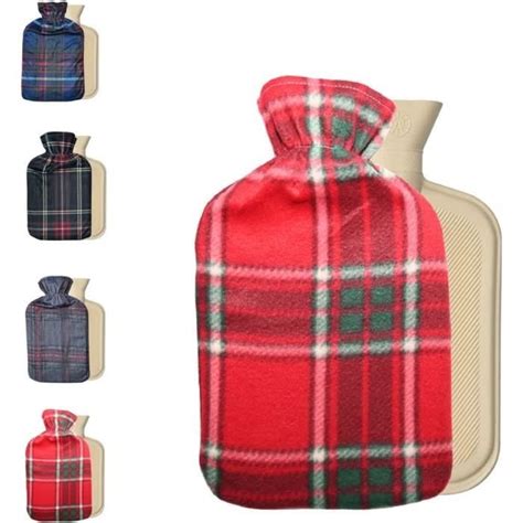 Ram Grande Bouillotte De2 L Avec Housse En Polaire Douce En Tartan