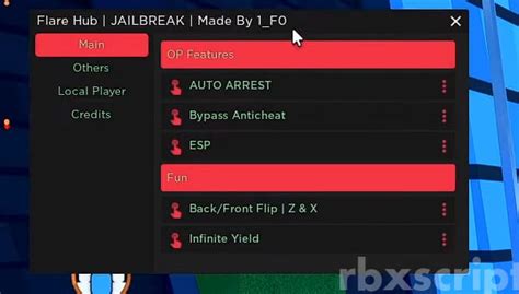 Jailbreak Anti Cheat Bypass Front Flip Auto Arrest Scripts Rbxscript