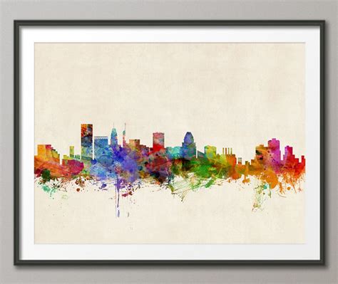 Baltimore Skyline, Baltimore Maryland Cityscape Art Print 151 - Etsy