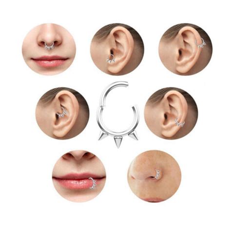 Pcs Nose Ring Hoops Surgical Steel Earrings Tragus Septum Piercing