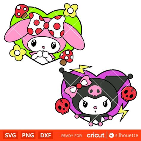 My Melody And Kuromi Bundle Svg Sanrio Svg Hello Kitty Svg Kawaii Svg