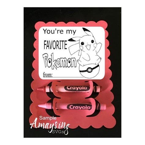 Youre My Favorite Pokemon Crayon Card Svg Etsy Valentines For Kids