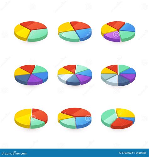 Set Of Colorful Pie Diagrams On White Stock Illustration Illustration