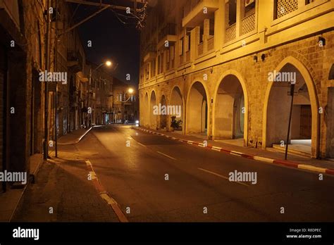 Old street of Jaffa, Tel Aviv in the night, Israel Stock Photo - Alamy