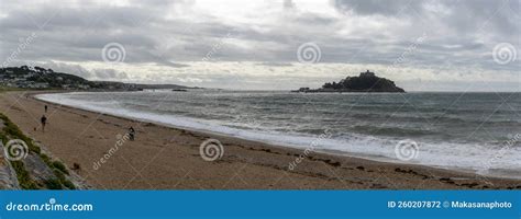 Panorama View of the St. Michael`s Mount Tidal Island in Mount`s Bay in ...