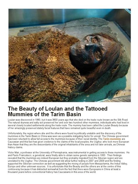 The Beauty Of Loulan And The Tattooed Mummies Of The Tarim Basin Pdf