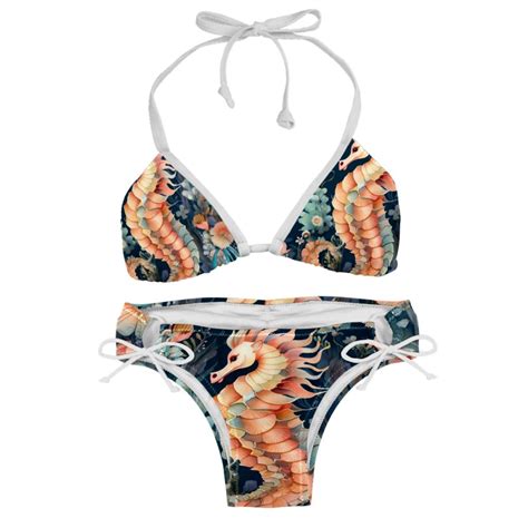 Hippocampus Women S Swim Suit Bikini Set Pack With Detachable Sponge And Adjustable Strap For