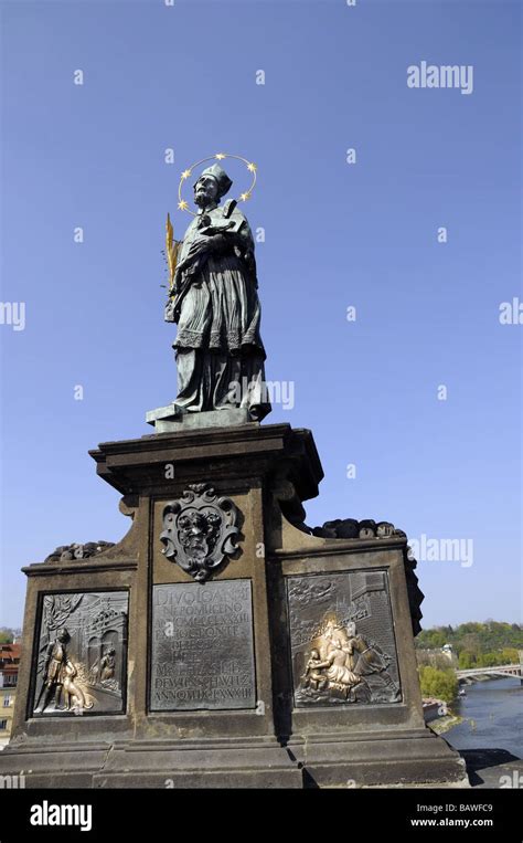 The Charles Bridge In Prague Czech Republic Crosses The River Vlatva The Plaques Are Polished