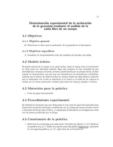 Caida Libre 17 Determinaci On Experimental De La Aceleraci On De La