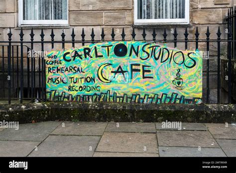 Carlton Studios And Cafe Sign Carlton Place Glasgow Scotland Uk