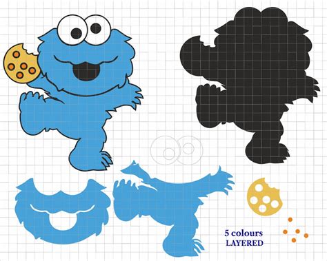 Cookie Monster Svg Png Vector File Cricut Silhouette Laser Etsy