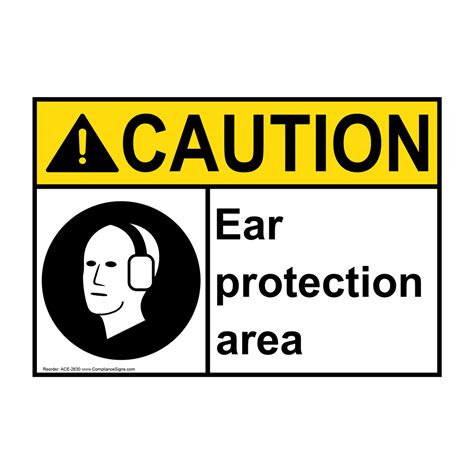 Ansi Caution Double Hearing Protection Required Sign Ace 2590 Ppe