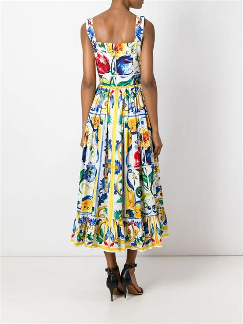 Dolce And Gabbana Cotton Majolica Print Dress Lyst