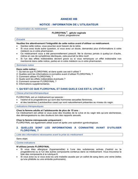 Annexe Iiib Notice Information De L Utilisateur