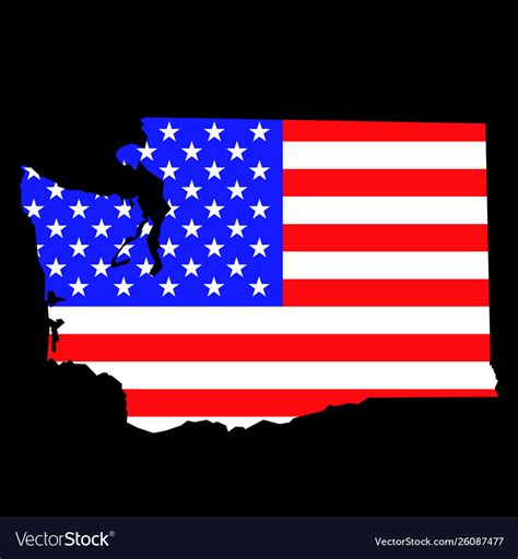 Washington state map with american national flag Vector Image