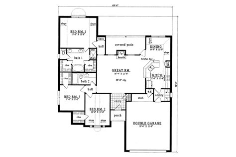 Southern Style House Plan 3 Beds 2 Baths 1621 Sqft Plan 42 237