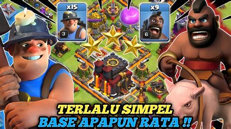 Combo Terkuat Base Th Apapun Auto Rata Queen Charge Miner Hog