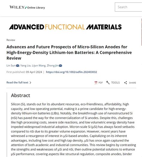 我室孙林博士课题组在国际顶级期刊《advanced Functional Materials》上发表综述论文 盐城 江苏省新型环保重点实验室