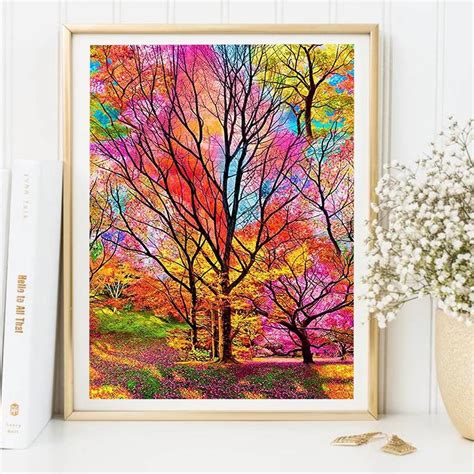 Buy HUACAN 5D Diamond Embroidery Color Tree Full Square Diamond