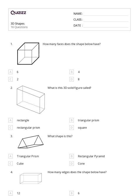 D Shapes Worksheets For Th Grade On Quizizz Free Printable