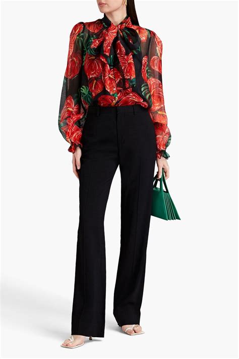 Dolce Gabbana Pussy Bow Floral Print Silk Gauze Shirt The Outnet