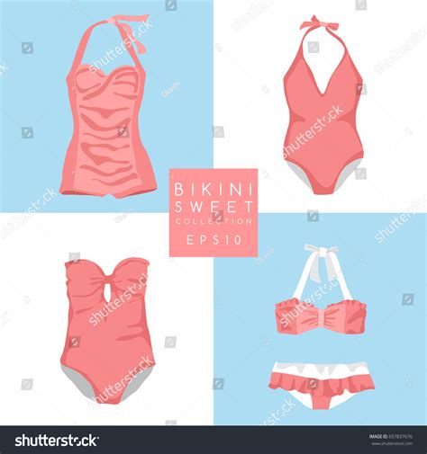 Set Summer Swimsuit Bikini Collection Vector Stock Vector Royalty Free Shutterstock