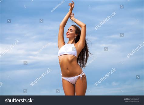 Close Beautiful Brunette Sexy Woman White Stock Photo Shutterstock