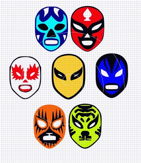 Wrestling Masks, Luchadores, El Santo Vector SVG, DXF, PNG, Cricut, Lucha Libre, Individual ...