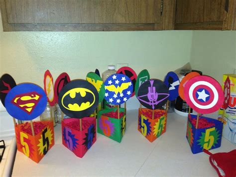 Superhero Theme Party Table Center Pieces Superhero Birthday Party