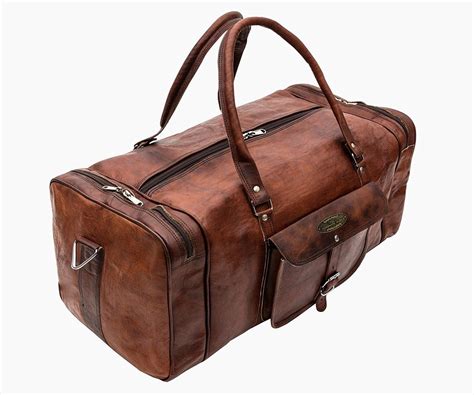 Vintage Duffel Gym Bag Goat Handmade Leather Weekender Extra Large