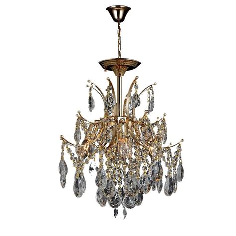 Lustre Pendente Cristal Bivolt Ø40x45cm Metal Dourado 4xE14 Sindora