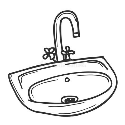 Toilet Sink Hand Drawn Outline Doodle Icon Sink Vector Sketch