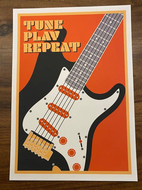 Guitar Poster Print Tune Play Repeat Minimal Art Etsy