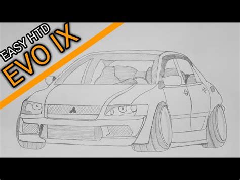 How To Draw A Jdm Mitsubishi Lancer Evo Ix Easy Youtube