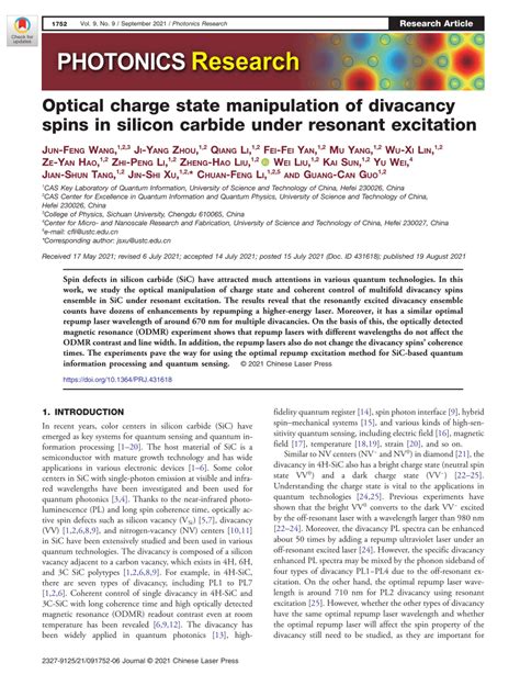 Pdf Optical Charge State Manipulation Of Divacancy Spins In Silicon