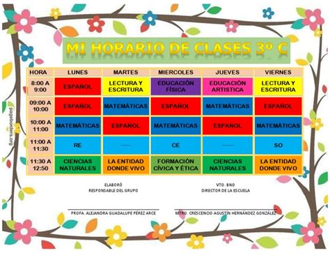 Horario Tercer Grado Pdf